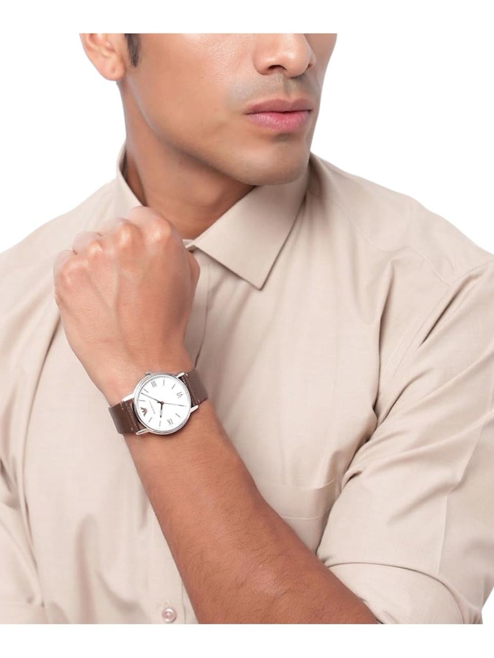 Emporio Armani Men's Three Hand Watch with Stainless Steel Band or Leather - Picture 4 of 6